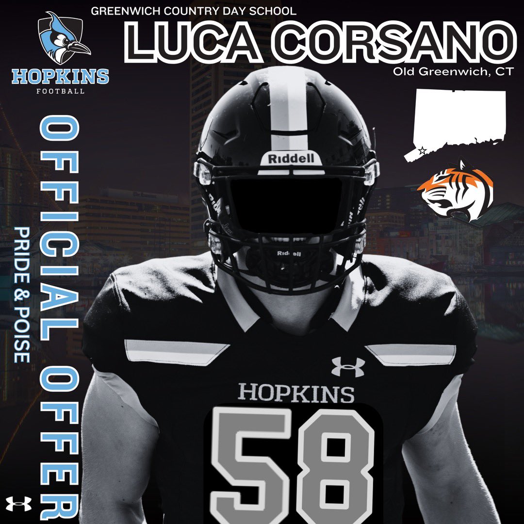 LCorsano25's tweet photo. After a great talk with @CoachWodicka @CoachRio55 @CoachCrevani and the rest of the @JHU_Football staff, I’m super excited to have received an offer from a Johns Hopkins University! 
@GCDS_Football @CoachMurphGCDS @CoachKevinAvery https://t.co/zO4ZJHevwy