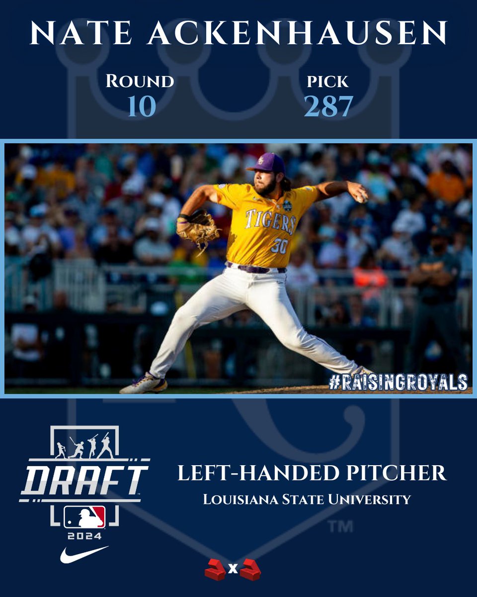Our final pick of the day is a big lefty from Oklahoma via LSU!

Welcome to KC, Nate Ackenhausen!

🧱x🧱