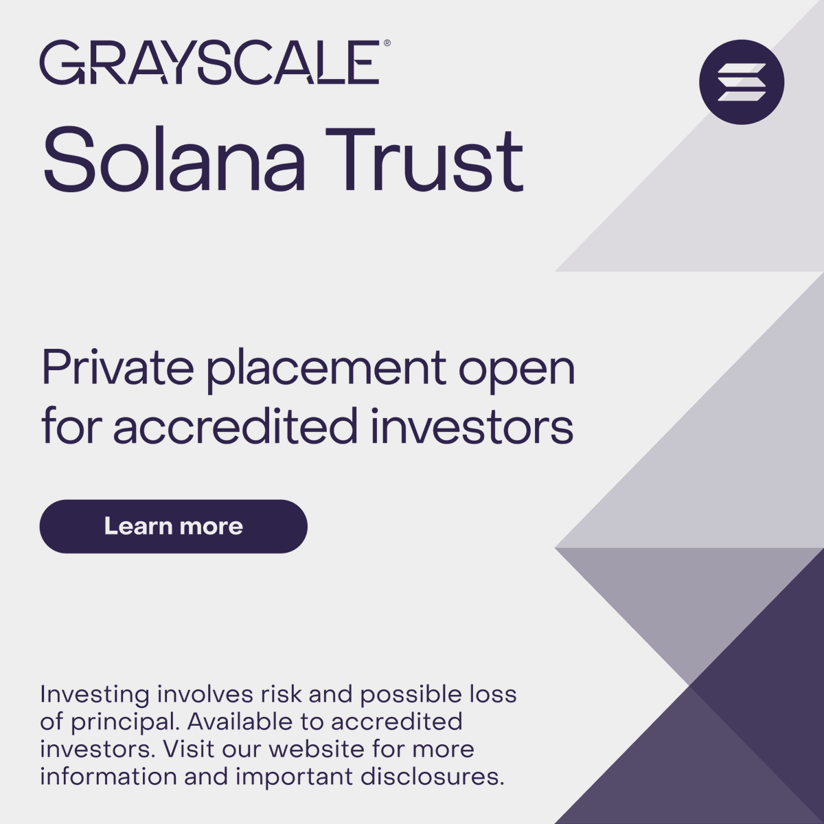 Grayscale Solana Trust $GSOL is currently open to accredited investors  looking to gain exposure to #Solana at NAV. Click below to learn more or  speak directly to a team member: https://t.co/VL2TgEYWr8