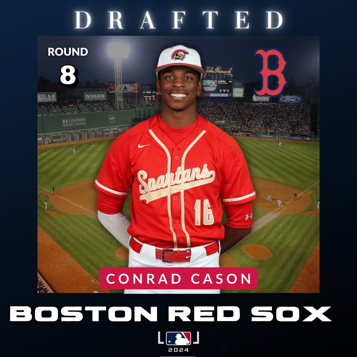 GAC_Athletics's tweet photo. The @RedSox have selected Conrad Cason in the 8th Round of the 2024 MLB Draft!

Named as the 2023-2024 Gatorade Player of the Year for the state of Georgia, Cason has made an impact with @gac_baseball. This season Conrad helped lead the Spartans to a Region Title &amp; the Elite 8. https://t.co/7HqlOUN6Oy