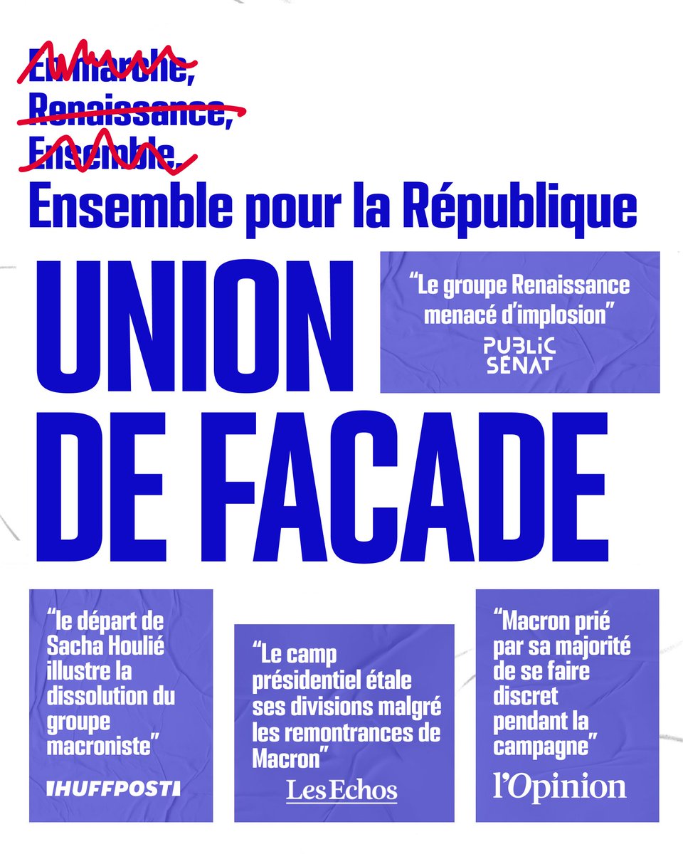 LesJeunesG's tweet image. ❌ En désaccord sur tout et au bord de l’implosion, le spectacle offert par la macronie ces derniers jours est consternant.

Rassemblons les forces démocratiques et républicaines autour de propositions et d’une coalition responsables : le Nouveau Front Populaire.