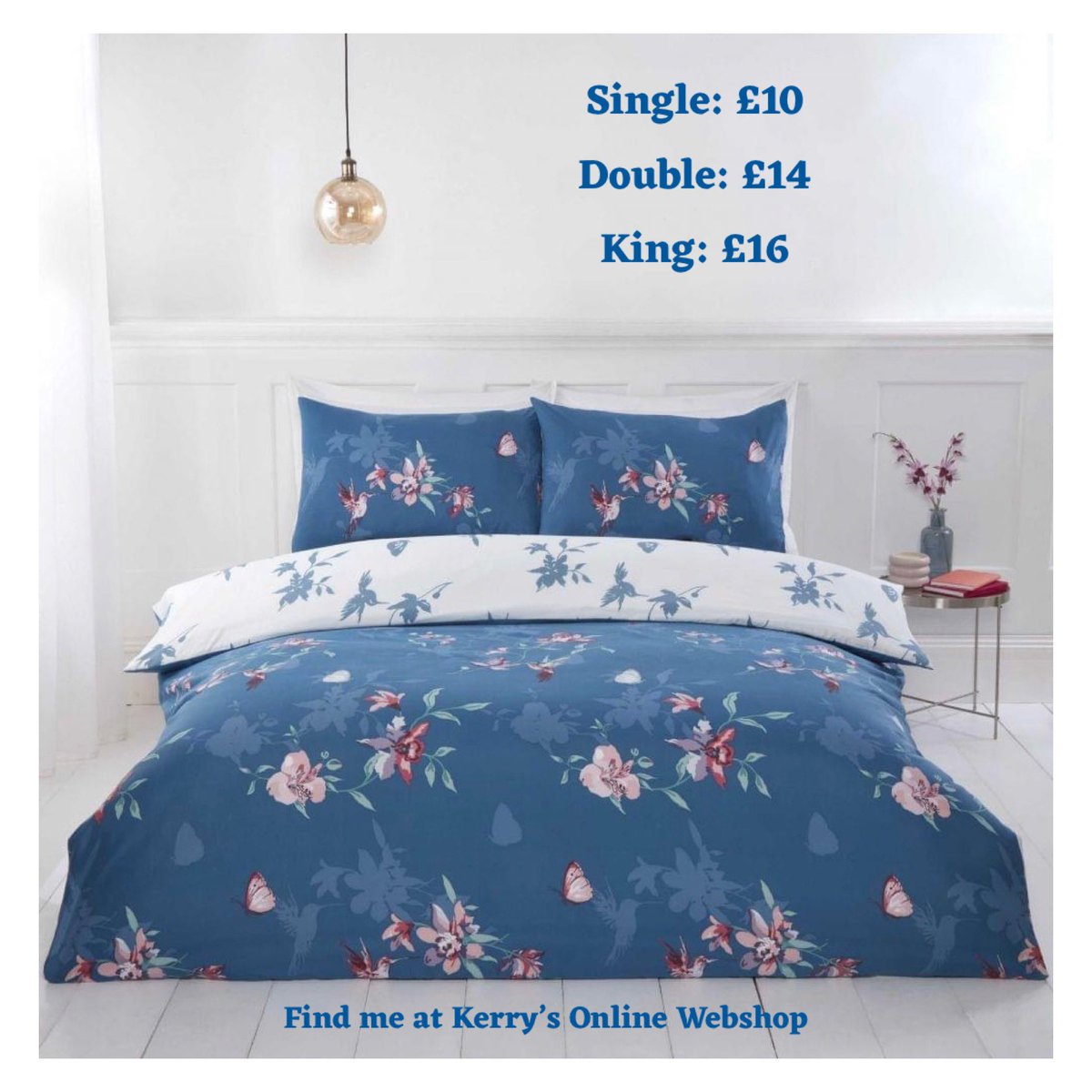 ShopWithKerry's tweet image. #Hummingbird Blue #Duvet 

This beautiful #bedding set is printed with a floral design scattered with pink hummingbirds and #butterflies.
 
This set is fully reversible with a white and duck egg reverse.

I can post UK wide. 

Message me or order at Kerry.vivamknetwork.co.uk