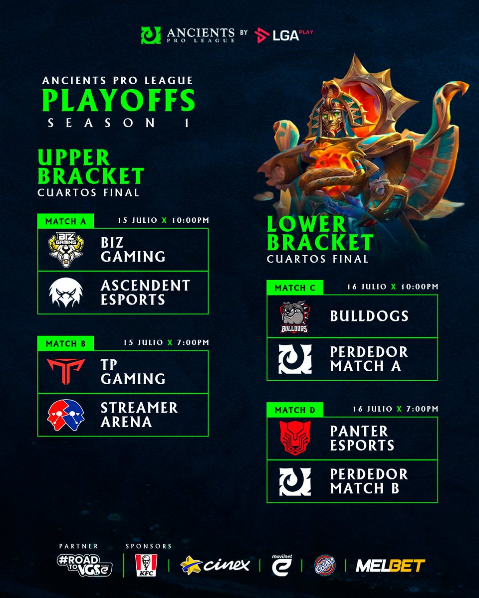 LGAplay's tweet photo. ¡LLEGAN LOS PLAYOFFS! 🔥💪

¡Damos la bienvenida a los PLAYOFFS de la #AncientsProLeague donde cada partida, momento, teamfight y selección serán DECISIVAS para lograr avanzar a la deseada FINAL PRESENCIAL! 😎

¡Nos vemos en unos instantes con los PRIMEROS ENFRENTAMIENTOS! 💥

#APL1