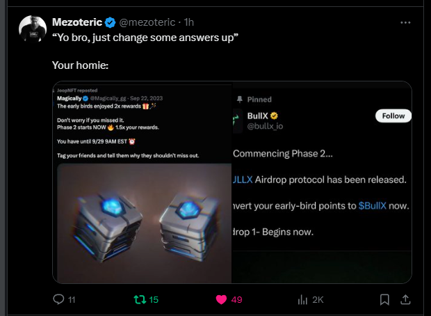 aimgnaim's tweet photo. @bullx_io You guys continue to farm users and continue using the same tactics/playbook https://t.co/TubPuYwoKA