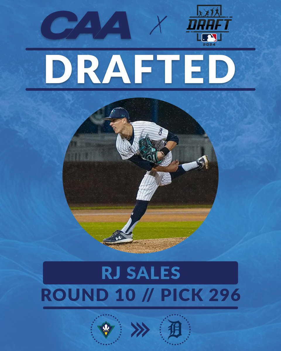Coastal Athletic Association (@caasports) on Twitter photo βΎοΈ To the 10th round of the #MLBDraft and <a href="/UNCWBaseball/">UNCW Baseball</a> is on the board again!
RJ Sales has been selected by the <a href="/tigers/">Detroit Tigers</a>!
#CAABaseball βΎοΈ To the 10th round of the #MLBDraft and <a href="/UNCWBaseball/">UNCW Baseball</a> is on the board again!
RJ Sales has been selected by the <a href="/tigers/">Detroit Tigers</a>!
#CAABaseball