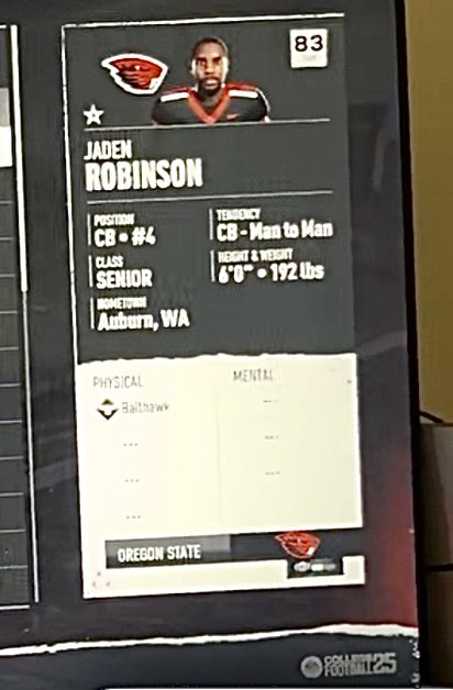 JRobsMom's tweet photo. I went from watching him play the game, to being IN THE GAME! What a blessing 😭🙌🏾🧡🖤 #GoBeavs #EAsports #CollegeFootball25 #JadenRobinson #JRob #FootballMom https://t.co/zuP5RIEEPW