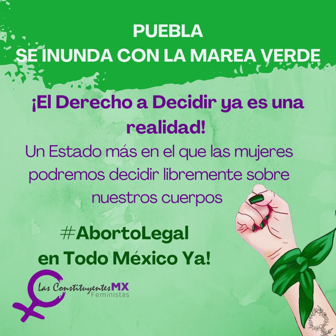 ¡Lo lograron compañeras!💚💜

Nos unimos a la alegría colectiva y reconocemos este avance histórico que garantiza el derecho a decidir sobre nuestros cuerpos💚💚💚

#MareaVerde
#AbortoLegalPuebla 
#DespenalizacióndelAborto