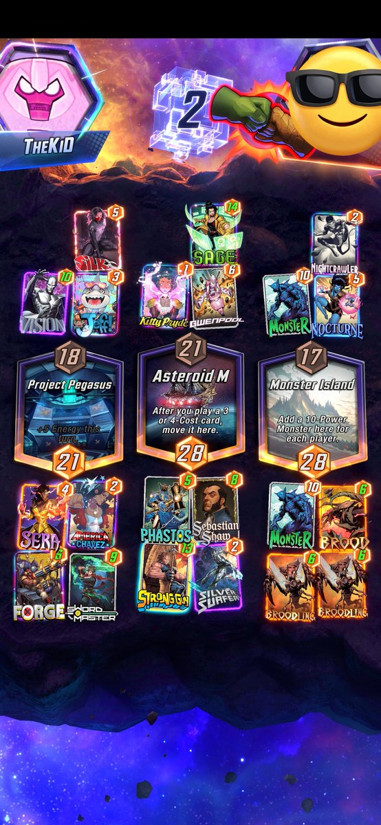 TheKiD_SNAP's tweet photo. Thank you @NerfherderMS for the AWESOME surfer deck! Chill ride up to infinite (except the dumb hot location lol) went with Arishem from 70-80 and this deck easily cruising from 80-100!! And a lot of fun to play! Easy substitutions as well - 3 drops lol

Code in alt

@SnapDecks https://t.co/5VxYNjLnum