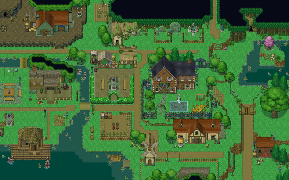 WandererLullaby's tweet photo. Let's take a breather and let us show you the peek of "Moonlit Field" - a tranquil village locate at the very far end of the continent. Your new life and epic adventure begin here! #indieGame #IndieDev #Pixelart #RPG #Farmingsim #Datingsim #SummerReverie https://t.co/8mUvy6AbyH