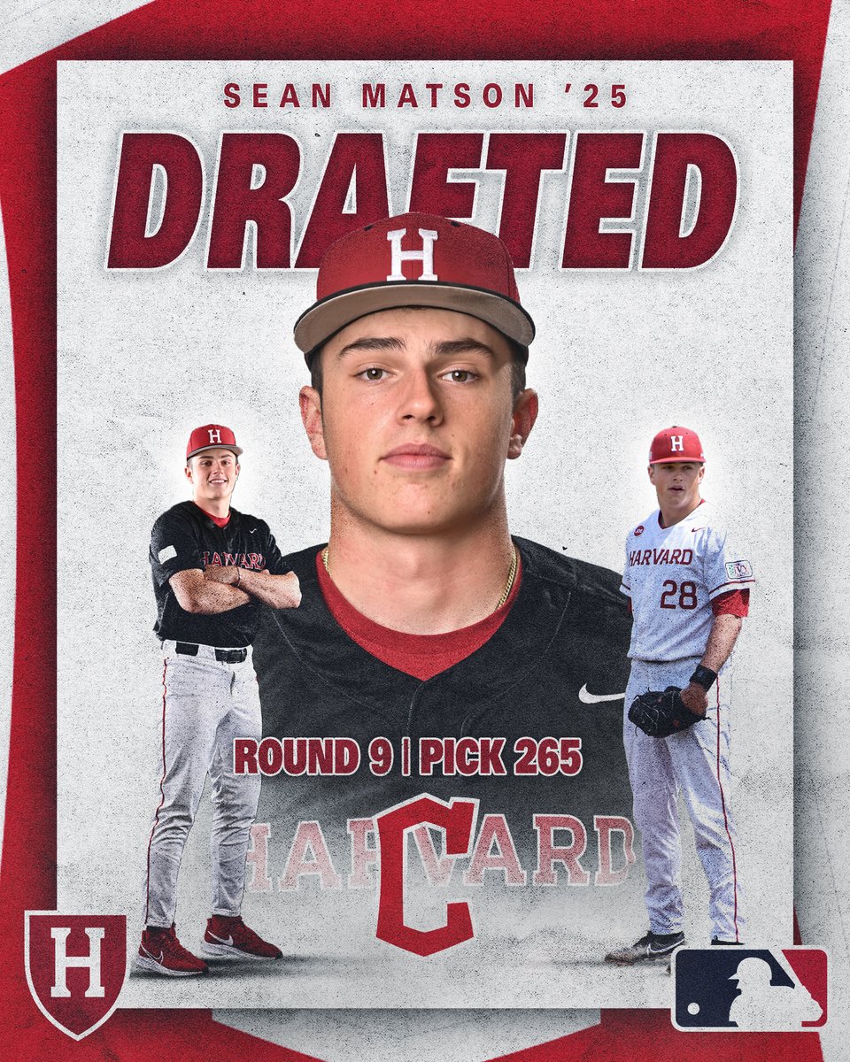 Harvard Baseball (@harvardbaseball) on Twitter photo 👏 Sean Matson is our third pick in the top-10 rounds of the #MLBDraft in the last two years!
➡️ <a href="/CleGuardians/">Cleveland Guardians</a>
➡️ 9th Round
➡️ Pick 265
📰 bit.ly/4cH8aGP
#GoCrimson #OneCrimson #ForTheLand 👏 Sean Matson is our third pick in the top-10 rounds of the #MLBDraft in the last two years!
➡️ <a href="/CleGuardians/">Cleveland Guardians</a>
➡️ 9th Round
➡️ Pick 265
📰 bit.ly/4cH8aGP
#GoCrimson #OneCrimson #ForTheLand