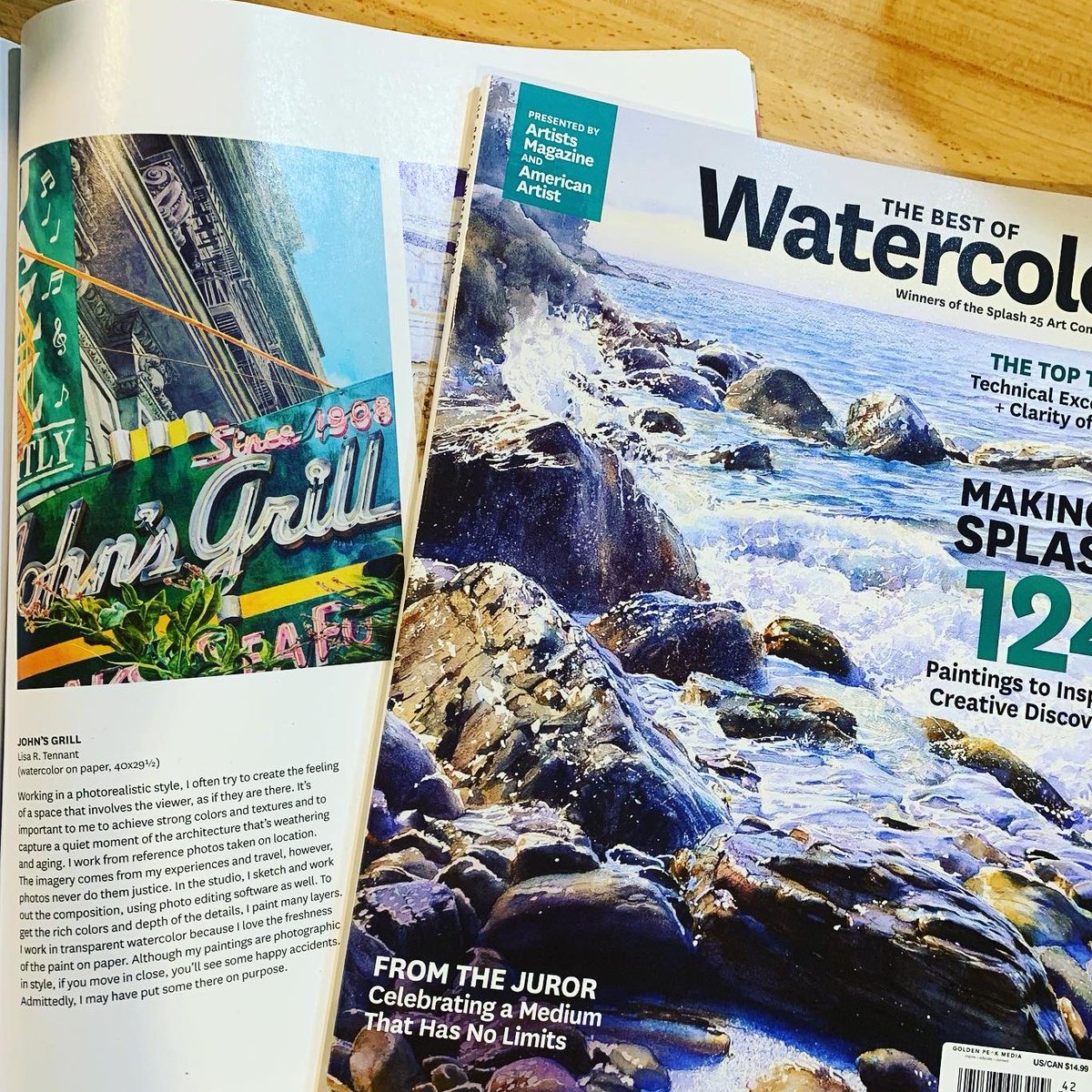 Lisa_Tennant's tweet photo. Published!  I’m so honored to be a finalist in ‘The Best of Watercolor: Splash 25  Art Competition’. Presented by Artists Magazine and American Artist, my  painting “John’s Grill” made it as one of 125 works.
#urbanart #watercolor #urbanlandscape #realism #artist https://t.co/3AiFdBiEeW