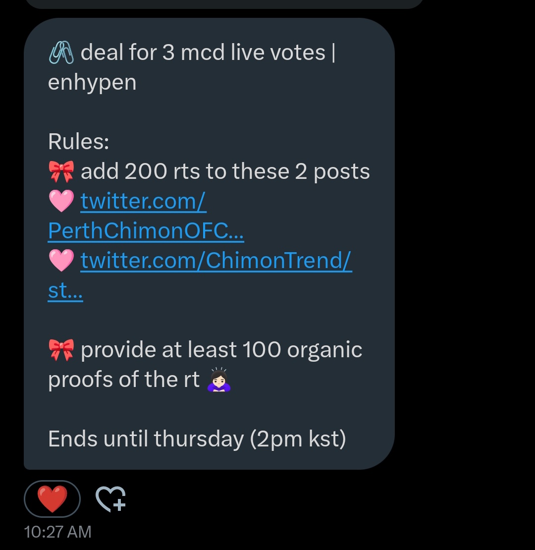 seondrift's tweet photo. 🖇️ deal for 3 mcd live votes | #ENHYPEN 

Rules: 
🎀 add 200 rts to these 2 posts
🩷 https://t.co/WqbkTGMmSj
🩷 https://t.co/6xeN6aBzgc

🎀 provide at least 100 organic proofs of the rt 🙇🏻‍♀️

Ends until thursday (2pm kst) https://t.co/zogLDYKiKv