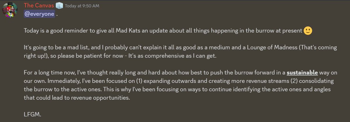 Gm Mad Kats,

This is your reminder to drop by the burrow to find out all things happening currently.

LFGM.

#MAD4LIFE