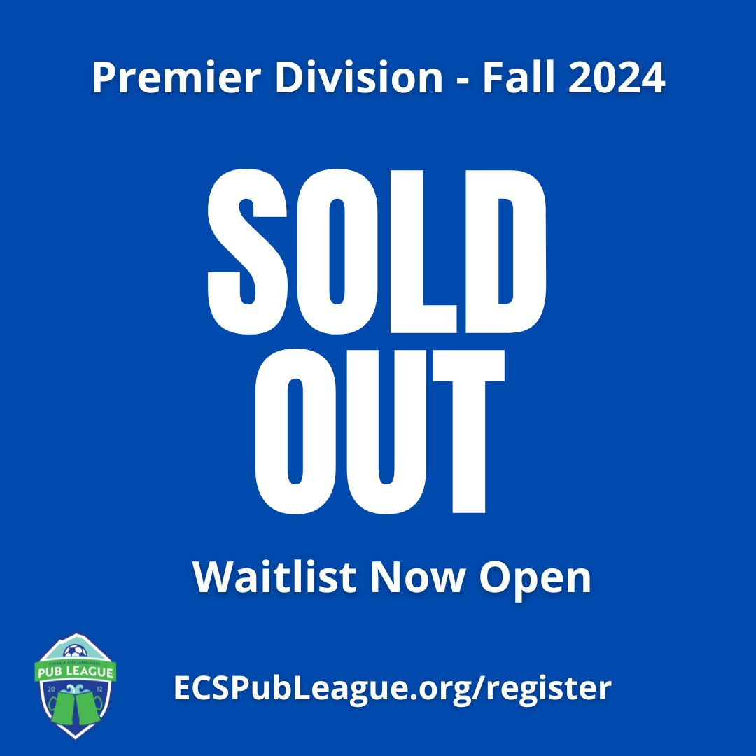 The Premier Division has SOLD OUT. If you missed registering in time, please add your name to the Waitlist. Do not delay signing up for this list  as we are exploring all options to expand to handle the demand.
