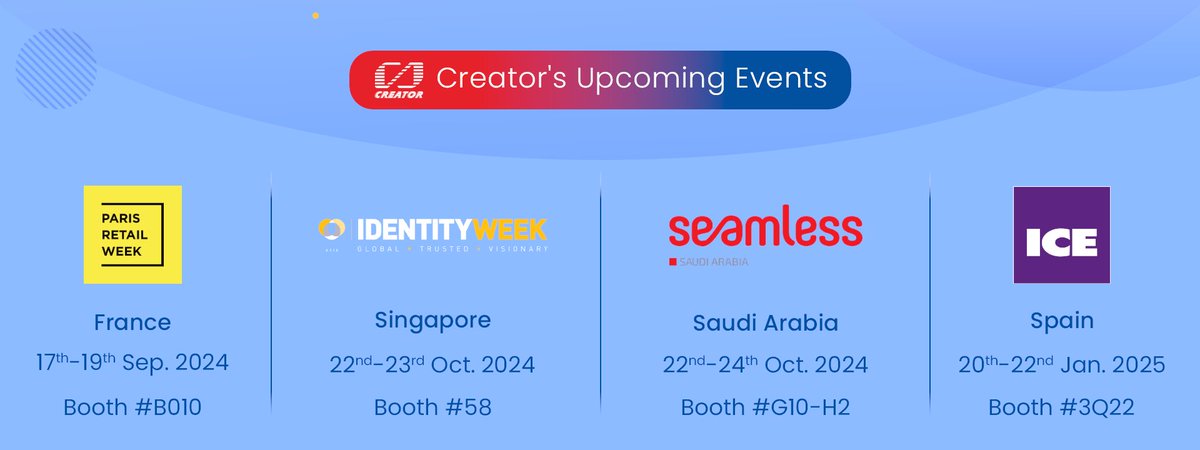 CreatorKiosk's tweet image. 🌍 Exciting news! Creator is attending major global events! 🎉
Our commercial and technical teams are excited to meet you and discuss our products. Visit us to discover our latest innovations and network with our experts. 
We can't wait to see you! 🚀

#Kiosk #SelfServiceTerminal