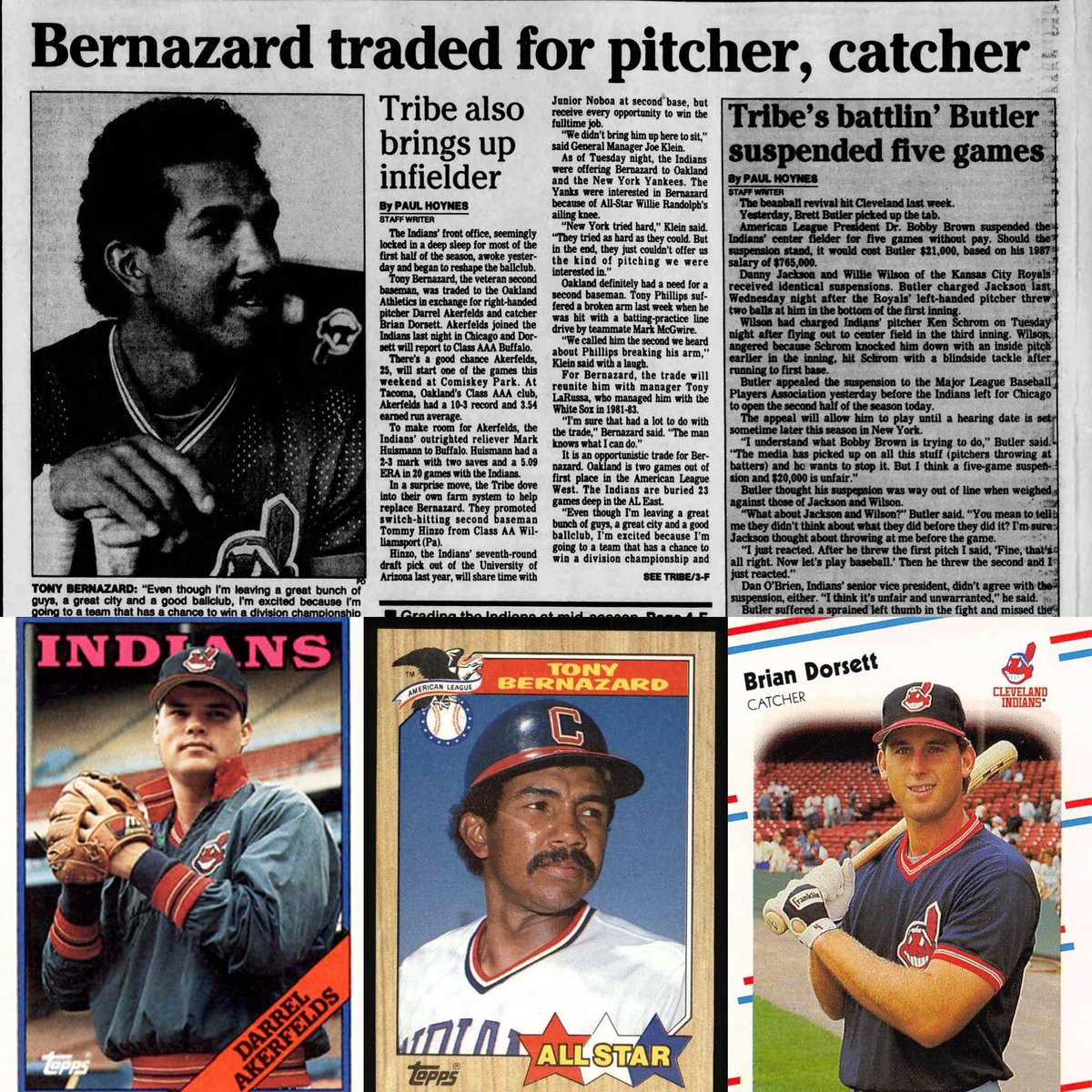 MrCleveland_216's tweet photo. July 15, 1987: All-Star 2B⚾️

Tribe trades Tony Bernazard to A’s for Darrel Akerfelds,Brian Dorsett

Tony 4 yrs w/ #ForTheLand

Inexplicably, Topps put him as All-Star on ‘87 card even though he wasn’t named to All Star team!

He was part of legendary ‘86 Tribe team though
#TonyB https://t.co/CuIS0PRB9c