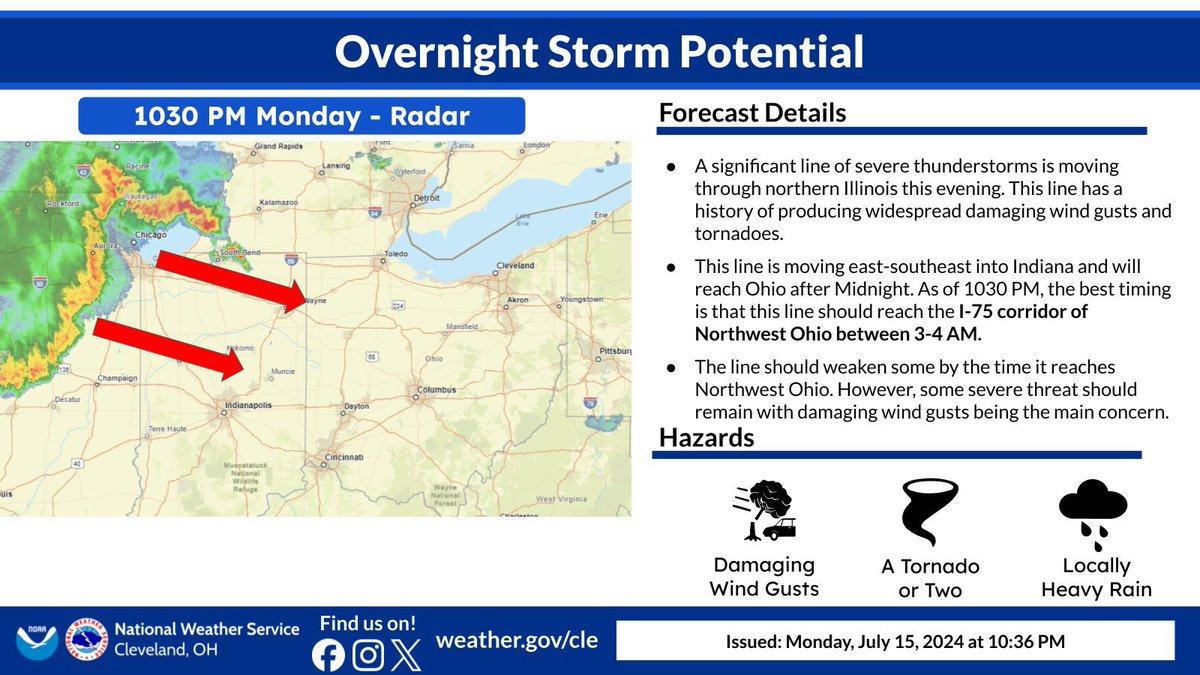 ECSkyWarn's tweet photo. Storms will move into our area early tomorrow morning. Expect wet conditions on your morning commute. #WeatherAlert #ohwx #eriecountyohio https://t.co/EDaBJizaRW