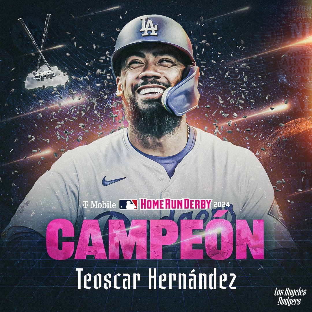 LosDodgers's tweet photo. ¡EL REY DEL CUADRANGULAR, TEOSCAR HERNÁNDEZ ES CAMPEÓN! #HRDerby https://t.co/9TYm2cexUF