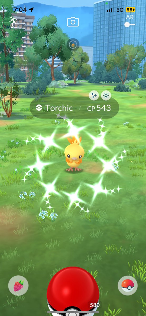 JoltyJon13's tweet photo. I caught a #shinyTorchic while in line at Chic Fil A. Naturally, I had to go home and put on this shirt.
Let it never be said this game doesn’t give us gifts 😂🐔 https://t.co/j8TjV7zVDt