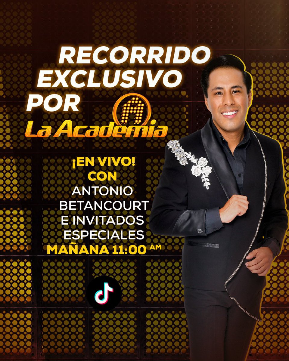 LaAcademiaTV's tweet photo. ¡No te pierdas el 𝗿𝗲𝗰𝗼𝗿𝗿𝗶𝗱𝗼 𝗲𝘅𝗰𝗹𝘂𝘀𝗶𝘃𝗼 por #LaAcademia con @Antonio_Beta13G junto a grandes invitados! 🤩🙌

Nos vemos el día de mañana a las 11:00 a.m. por el TikTok de 𝗟𝗮 𝗔𝗰𝗮𝗱𝗲𝗺𝗶𝗮. 📱🎙️ #TeCambiaLaVida https://t.co/YJ5FBbEBGi