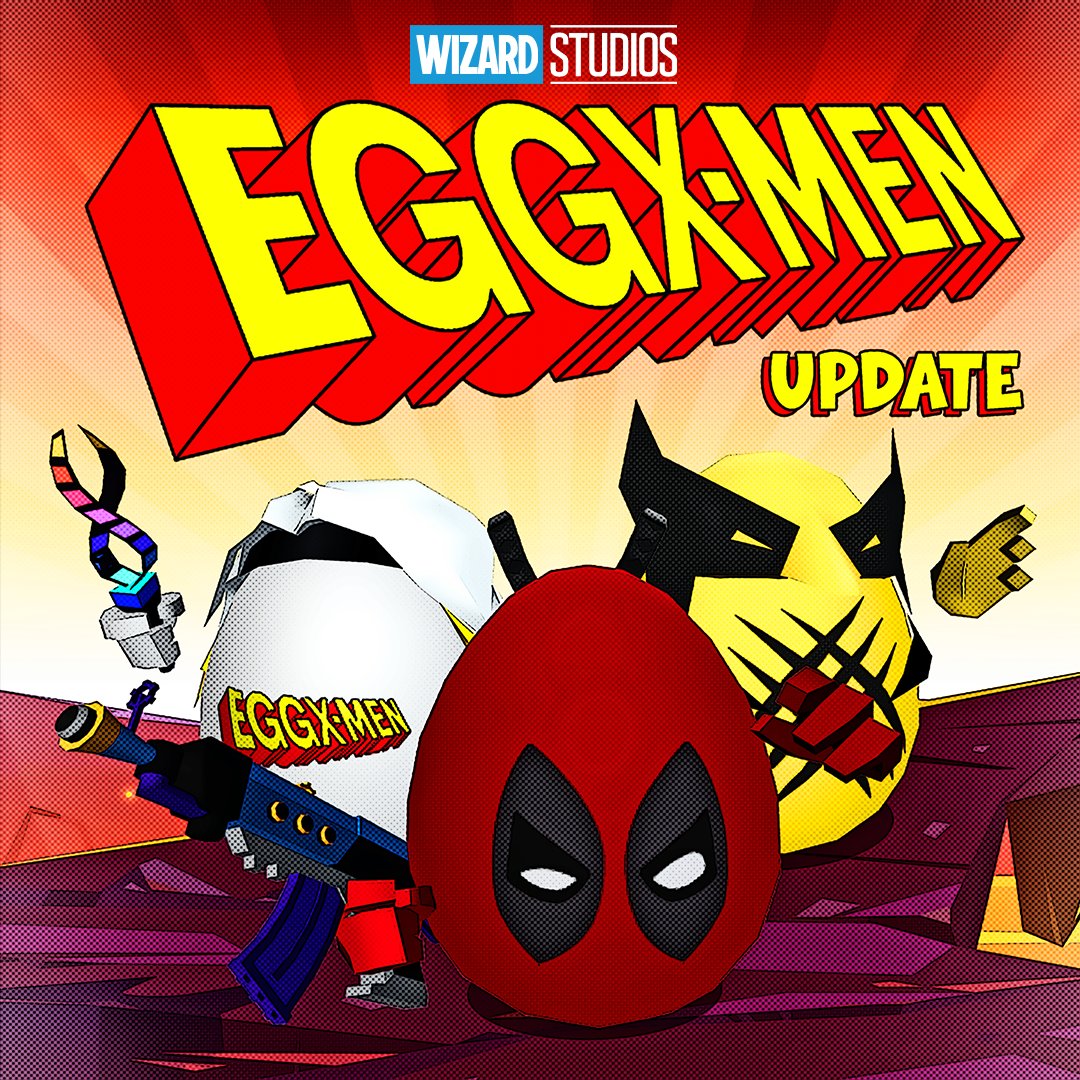 BlueWizardGames's tweet photo. ⚠️ Eggx-men, assemble! A new Shell Shockers update has arrived:

⚔️ Limited Edition Eggx-Men Skins
🎨 VIPs Can Now MOVE Stamps On Their Egg

Play now: ➡️ https://t.co/09NODUOQDA https://t.co/OtsL1wb69c