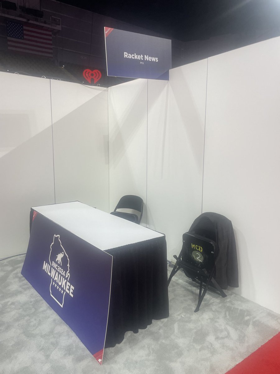 The Racket News booth at the RNC in Milwaukee looks a little forlorn now, sure, but soon it will come alive as ⁦<a href="/mtaibbi/">Matt Taibbi</a>⁩ and I dig into this big juicy bratwurst of a convention