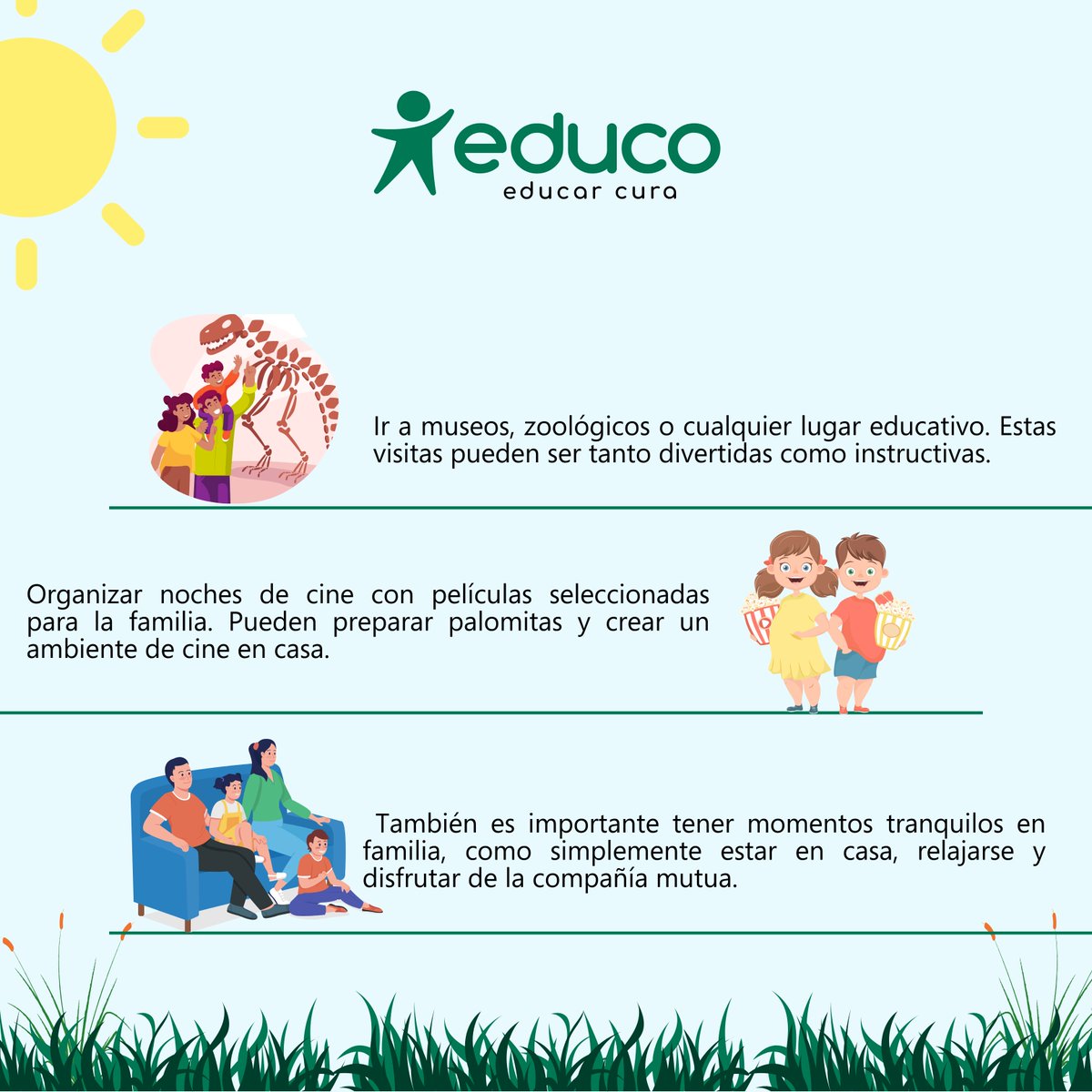 🌟 Aprovecha las #vacaciones escolares para fortalecer los lazos familiares 🌟 Conecta con tus hijos e hijas y crea recuerdos inolvidables. 🏞️👨‍👩‍👧‍👦 En #Educo, promovemos una crianza y #educación con amor para el bienestar de las #familias. ❤️📚 
#EducarCura