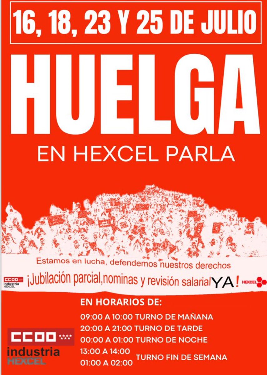 Hexcelccoo's tweet photo. @Hexcomite comienzan las movilizaciones en @HexcelCorp Parla. https://t.co/4sMb8yB0KZ