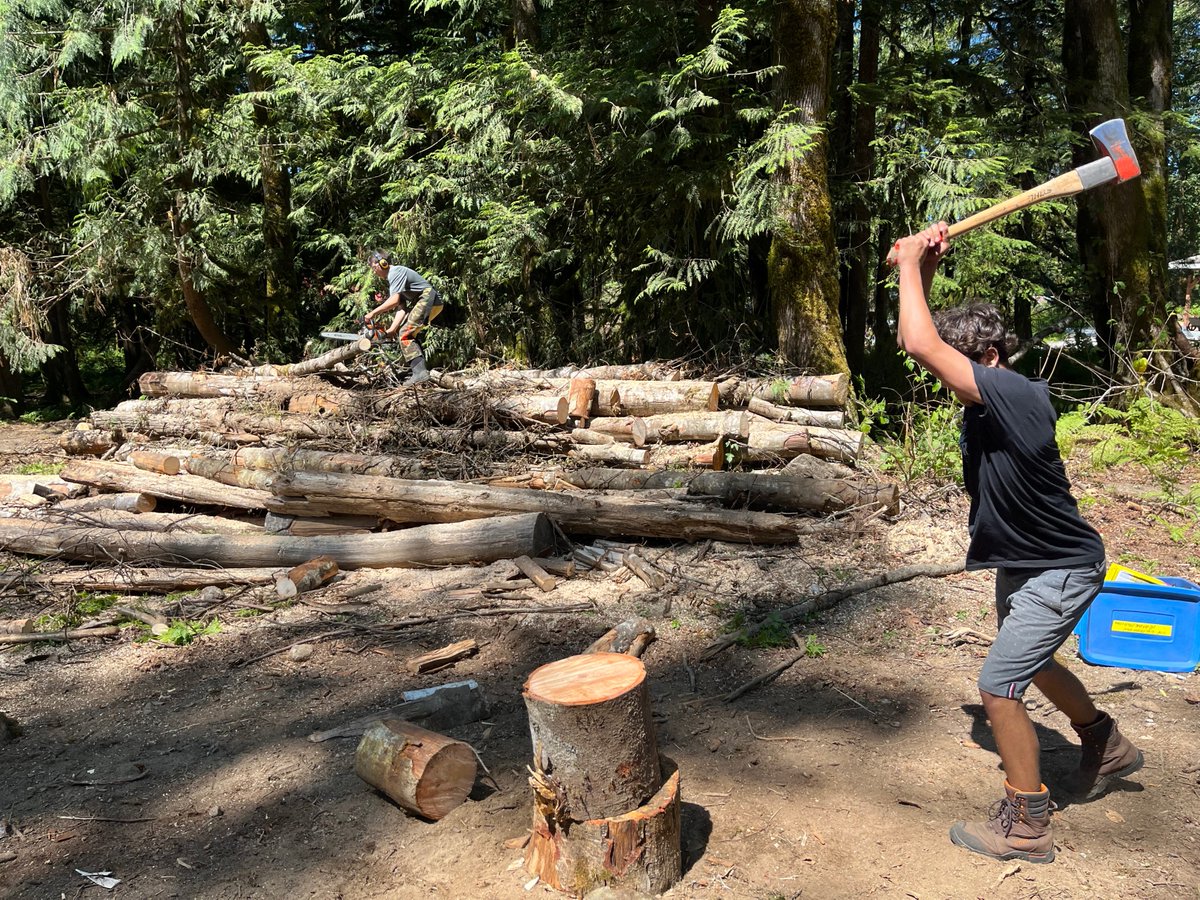 OddSquadProd's tweet photo. Thanks to Ret. Sgt. Chico Heatherington for the generous donation of firewood for the OSP Firewood Fundraiser! The OSP Team of leaders and  10 youth were able to buck and split 3 cords of beautiful alder from Mission and then hiking and swimming in Davis Lake!  #thinkprevention https://t.co/lGbzg91zYd
