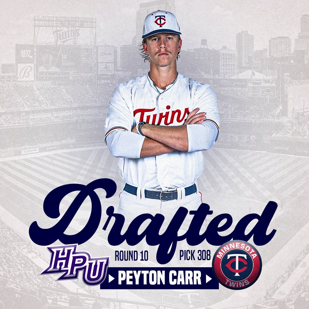 High Point Baseball (@hpubaseball) on Twitter photo 🚨𝐃𝐑𝐀𝐅𝐓𝐄𝐃🚨
The <a href="/Twins/">Minnesota Twins</a> select <a href="/PeytonCarr11/">Peyton Carr</a> in the 10th round of the MLB Draft! 👏
#GoHPU x #MLBDraft 🚨𝐃𝐑𝐀𝐅𝐓𝐄𝐃🚨
The <a href="/Twins/">Minnesota Twins</a> select <a href="/PeytonCarr11/">Peyton Carr</a> in the 10th round of the MLB Draft! 👏
#GoHPU x #MLBDraft