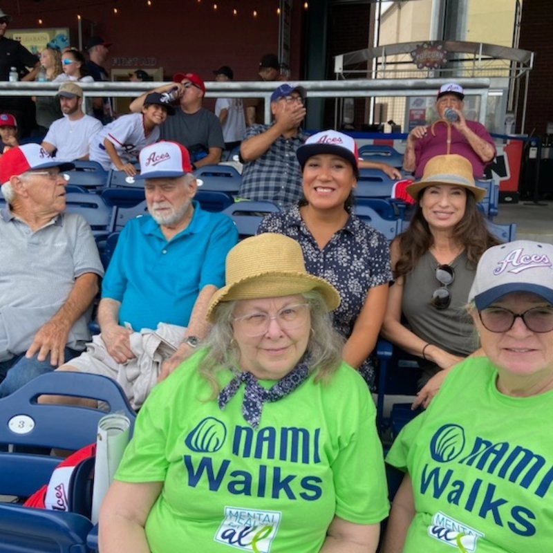 NAMI_Nv's tweet image. Thank you to everyone who came out to support NAMI Nevada at the @Aces game this weekend! We met the mascots and had a great time raising awareness for mental health in Nevada. ⚾️💚 #baseballforacause