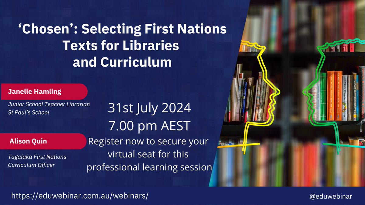 eduwebinar's tweet photo. This #webinar will provide practical examples of how to choose texts by First Nations authors for library collections &amp; classrooms. Add cultural diversity to your library collection. Register today at https://t.co/neWPOMJs3s #FirstNations #collectiondevelopment https://t.co/BnN8GftCi9