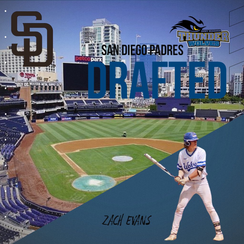 Congratulations to former SUNY Niagara alumni Zach Evans on being selected in the MLB Draft- 9th round pick to the San Diego Padres! @ZEvans2020