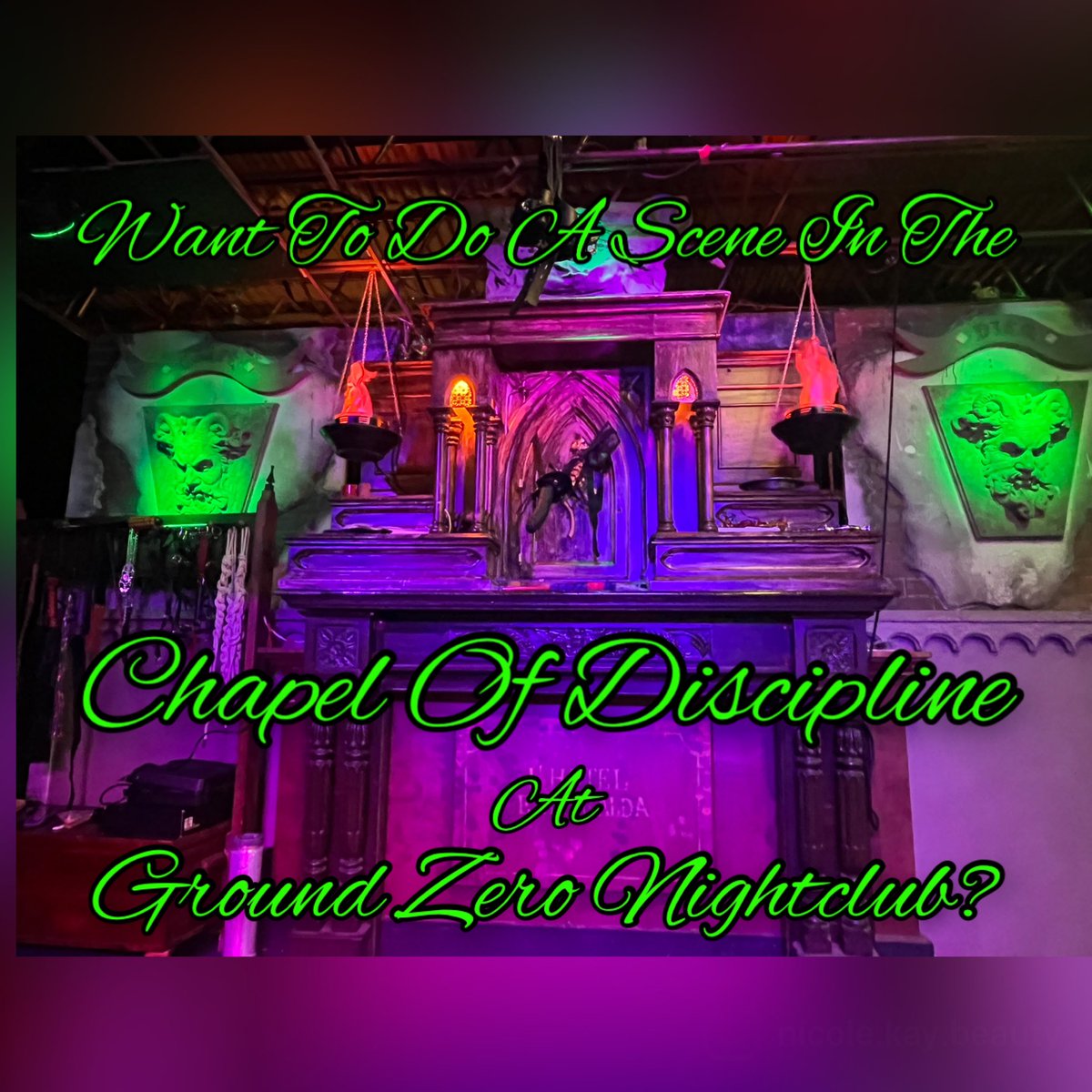 Want to do a scene in the Chapel of Discipline at Ground Zero Nightclub?

This Friday at The Forbidden Bazaar- Seven Deadly Sins, the Chapel will be open for you to do a pre negotiated scene with a partner *or* scene with Me if you dare 😈

See you Friday, sinners 😘