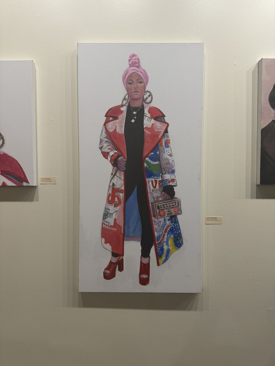 GoodGirlPR's tweet photo. “Survivors and thrivers” is one the themes of #christophercumberbatch ‘s new exhibit at #dwyerculturalcenter in Harlem. One of his new paintings is of #SimoneSmith, who survived from bone marrow cancer and operates a successful fashion business. #artpublicist #blackart https://t.co/N5WGJIf2vZ