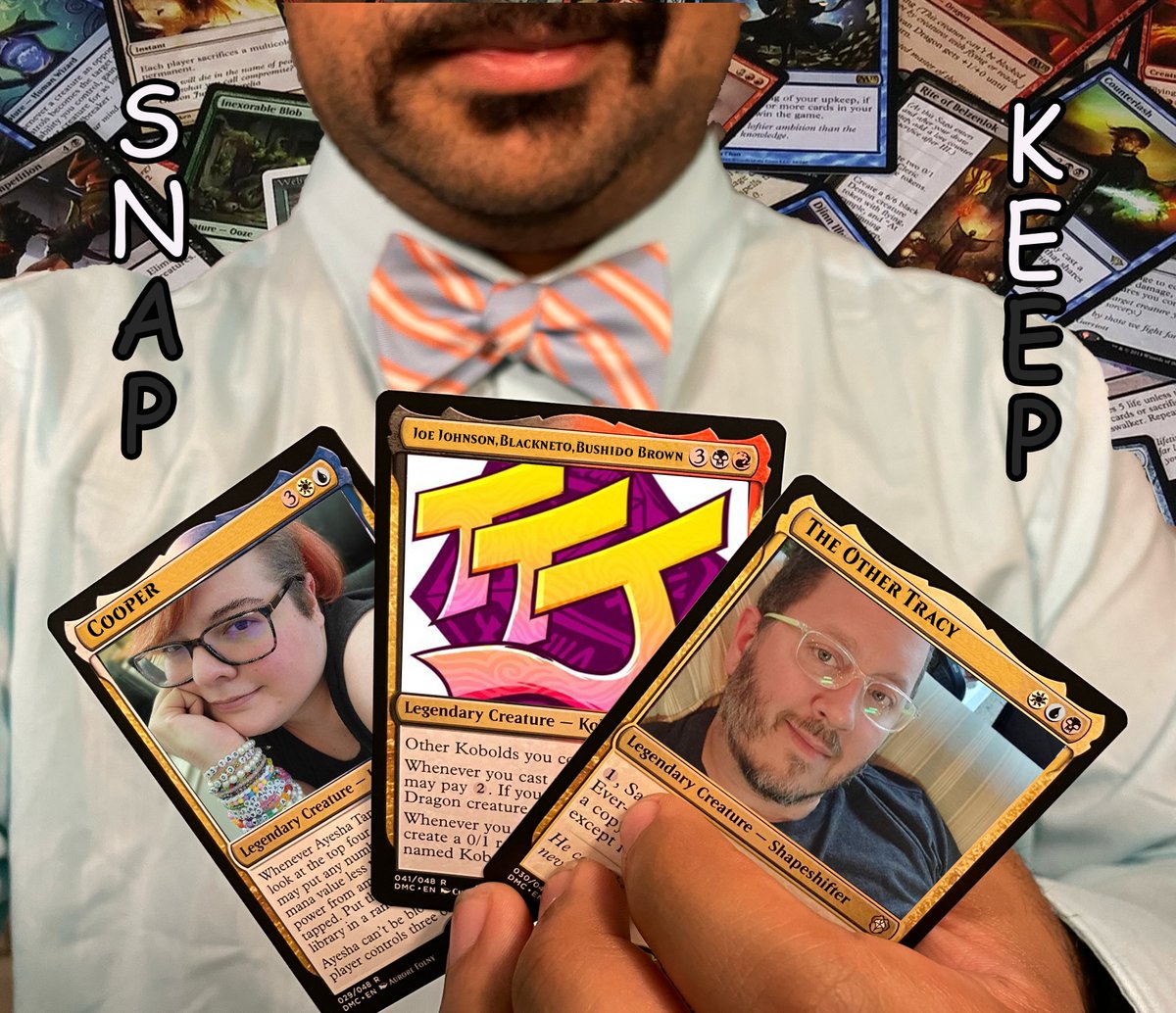 DJandCB's tweet photo. WHOO!! We have got quite the scorcher for yall tonight!! In our opening hand We've got @CooperLeeF @tabletopjocks and @TheOtherTracy!! Join us over on #SNAPKEEP tonight at 8pmEST over on https://t.co/ZJH2tfzw58 https://t.co/0qC1KE4Ag7