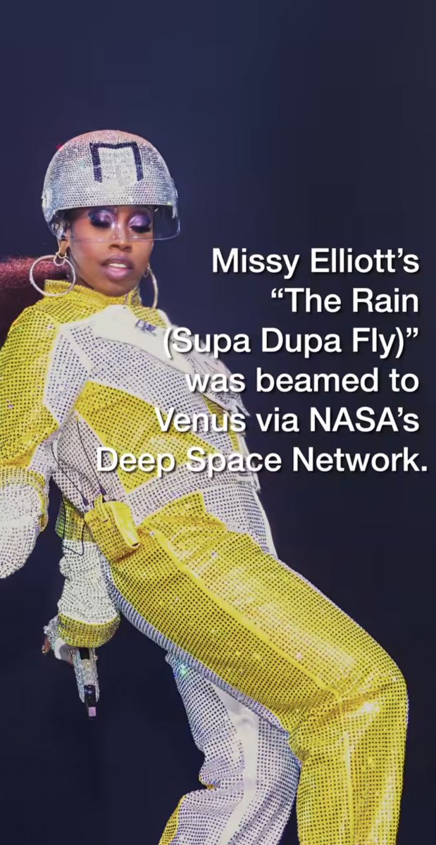 FemaleRapRoom's tweet photo. NASA has transmitted The Rain by Missy Elliott to Venus. It’s the first hip hop song to be sent to deep space.
#OutOfThisWorld

“the planet that symbolizes strength, beauty and empowerment. The sky is not the limit, it’s just the beginning” @MissyElliott ❤️ https://t.co/f6YAEpQG7O