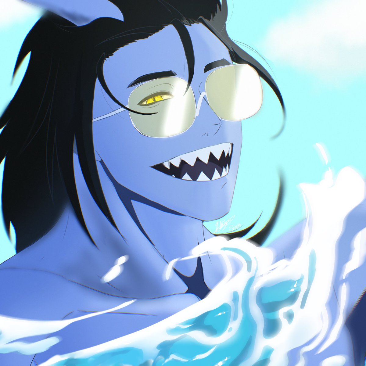Dakiirooo's tweet photo. And I'm finished, did rush it a bit due to how late it is but I love how the water turned out

1 down and a couple more to go

VTUBER : @HyogaOni https://t.co/F9yD9qg8Cv