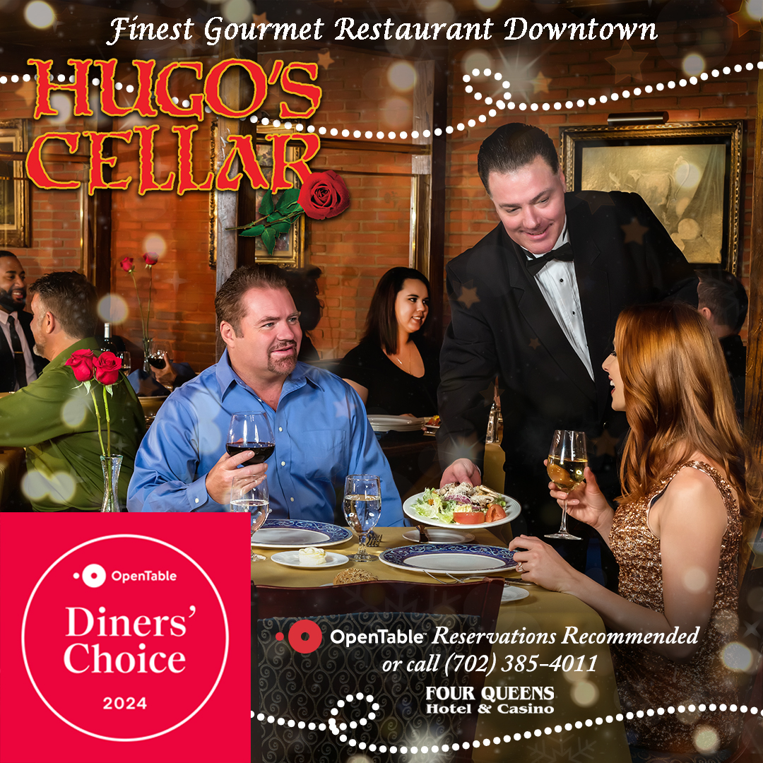 4QueensLV's tweet photo. We are excited to announce that Hugo's Cellar has earned a spot on @opentable #DinersChoice list. 🌹 For a second year, Hugo's Cellar was named one of Downtown's best overall restaurant by Open Table users.

Click here to make a reservation: https://t.co/92Sry4wXuE https://t.co/XUZHTCrV4T