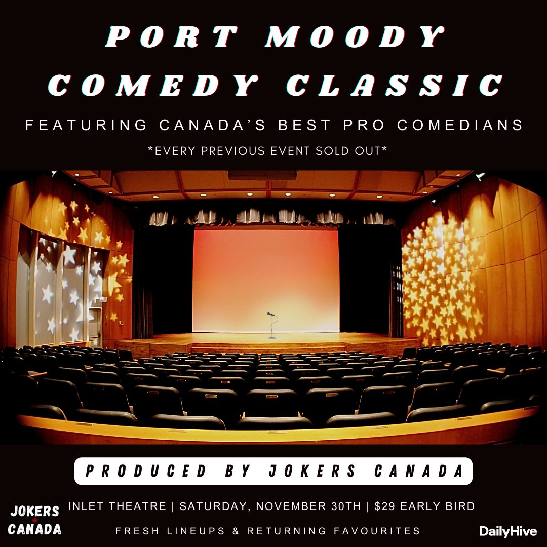 PoMoCulture's tweet photo. Jokers Canada returns to Port Moody on Saturday, November 30th for an incredible night of professional stand-up comedy!  For more info &amp; tickets | https://t.co/Tq6rvadNtU
#comedy #live #classics #entertainment #arts

@CityofPoMo https://t.co/9IbJe9lBnr