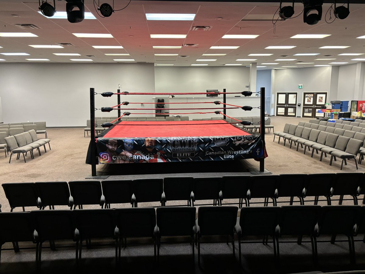 Ring all set up for <a href="/CWECanada/">Canadian Wrestling's Elite</a> today Plaza 88 7pm bell time featuring WWF’s best European Champion <a href="/dlobrown75/">D'Lo Brown</a> as well as <a href="/HotshotDannyD/">Hotshot Danny Duggan</a> <a href="/shaunmartens/">Headline Shaun Martens</a> and the best in Canadian Wrestling