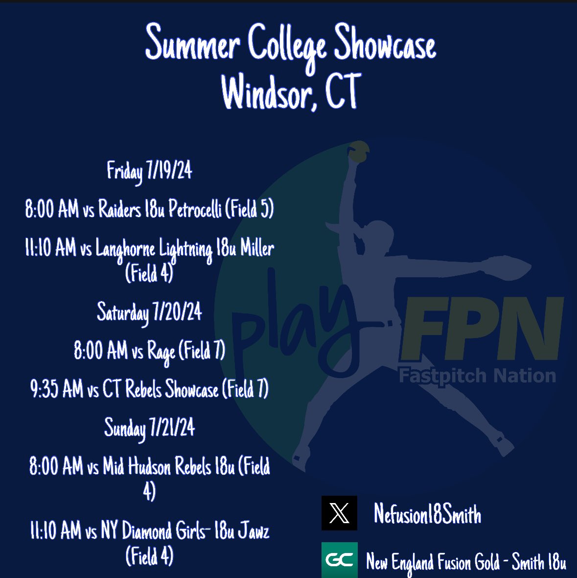 Upcoming schedule for this weekend in CT🥎