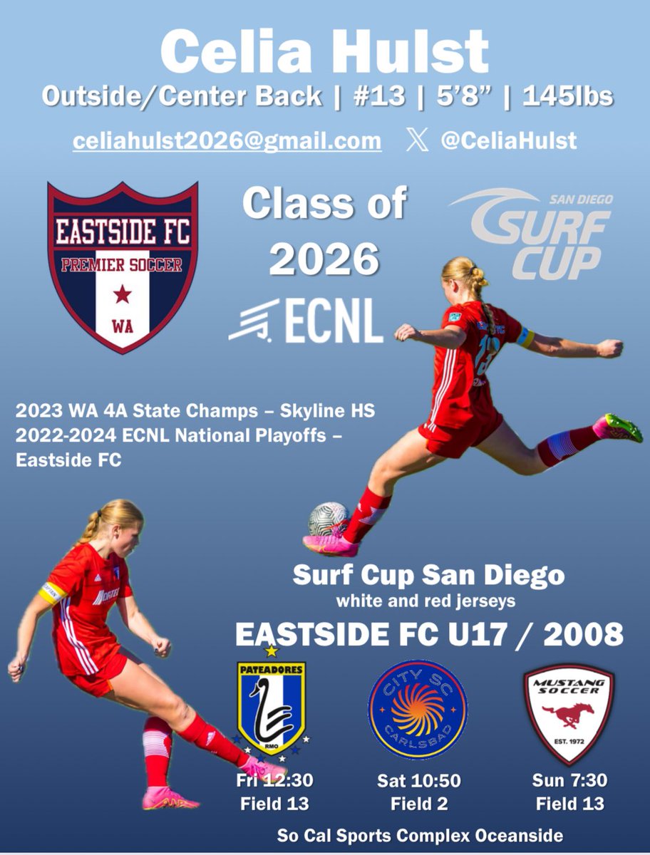 CeliaHulst's tweet photo. Here is my Surf Cup schedule! Canβt wait to compete with the best of the best!! @ImYouthSoccer @ImCollegeSoccer @PrepSoccer @TopDrawerSoccer @TheSoccerWire #08ECNL #soccer #loveofthegame https://t.co/d6vZA2D6fE