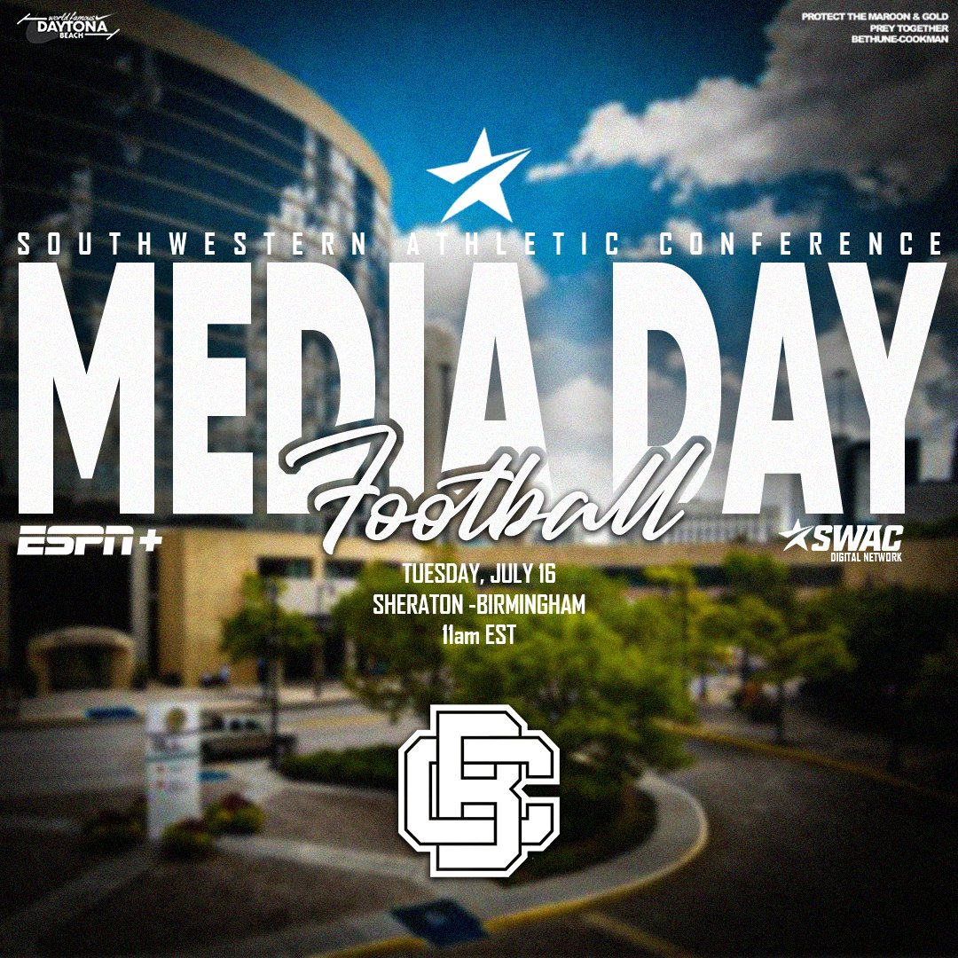 𝙍𝙚𝙖𝙙𝙮 𝙛𝙤𝙧 𝙁𝙤𝙤𝙩𝙗𝙖𝙡𝙡?

Us too. 

Catch Head Coach Raymond Woodie and student-athletes Raymond Woodie III and Trevaris Hammond for your first look at 2024 B-CU football.

📅 Tuesday, July 16
⏰ 11am EST
📺 ESPN+

#𝙃𝙖𝙞𝙡𝙒𝙞𝙡𝙙𝙘𝙖𝙩𝙨 | #𝙋𝙧𝙚𝙮𝙏𝙤𝙜𝙚𝙩𝙝𝙚𝙧