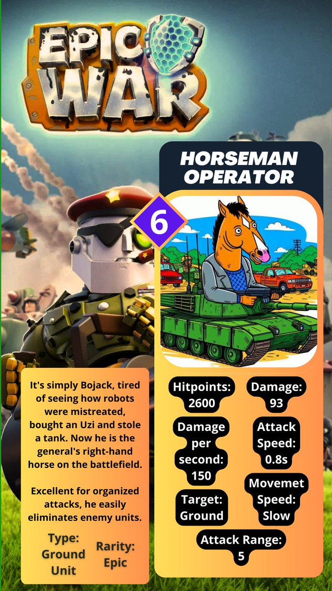 TheRealFaisar's tweet photo. Understanding that neither the addiction to horses, nor the addiction to @REBEL_BOTS is over, this is my entry! #EpicWarCard
 @WarcosGameplays @MntCreativa @djan_art 

Let's go Resistance! https://t.co/J9nNwjqpJl