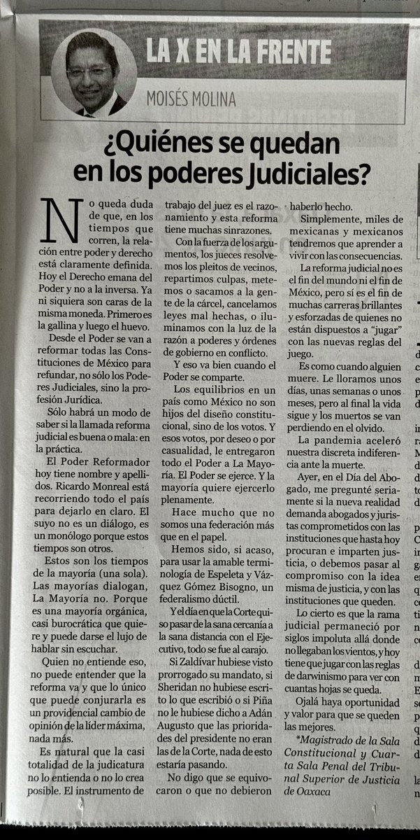 Democracia_2025's tweet photo. México 

¿Quiénes se quedan en los poderes judiciales?

Reflexiones del Magistrado Moisés Molina 
@MoisesMolina https://t.co/HvOfseAMYW