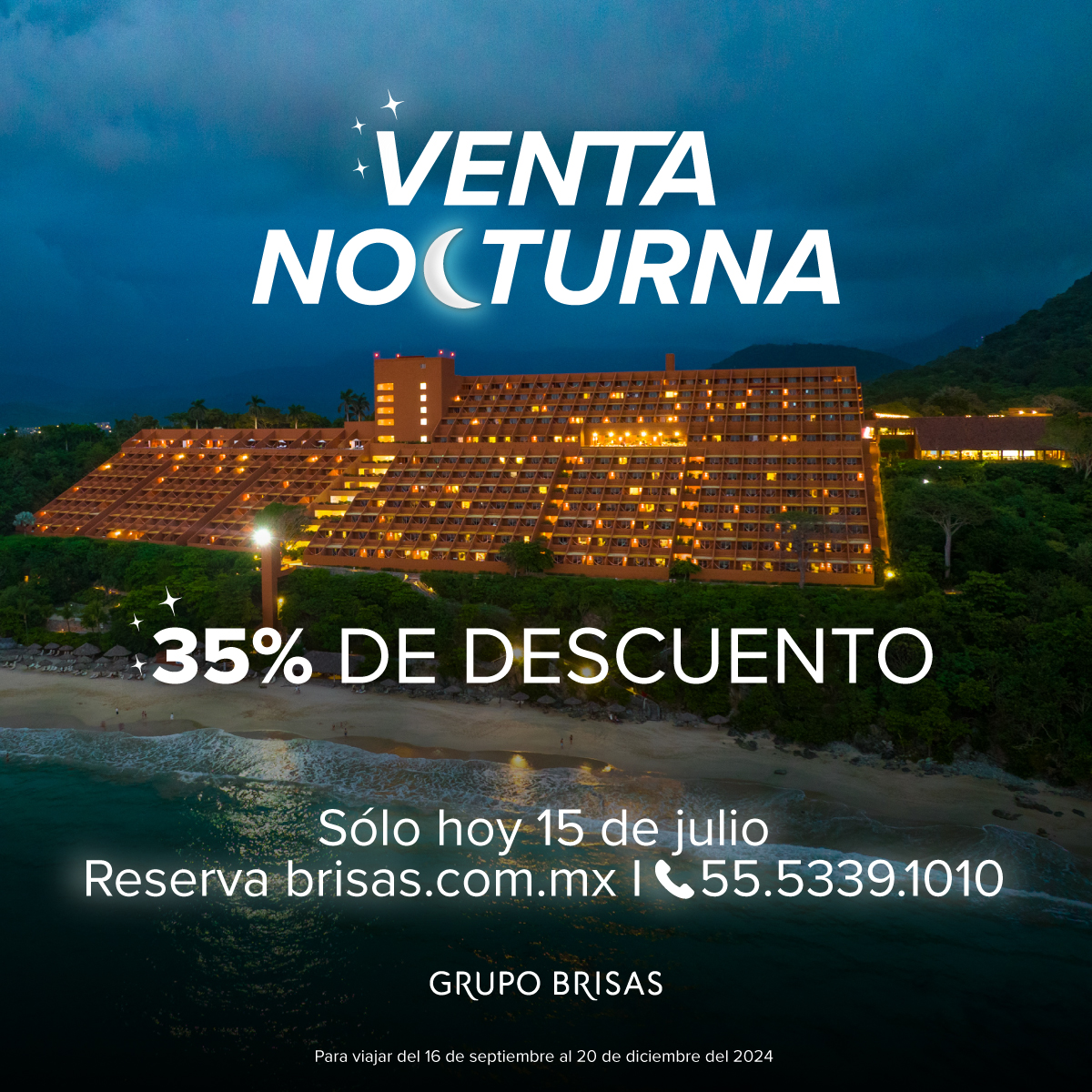 #VentaNocturna 𝗛𝗮𝘀𝘁𝗮 35% 𝗱𝗲 𝗱𝗲𝘀𝗰𝘂𝗲𝗻𝘁𝗼 📷. Reserva en: lasbrisashotels.com.mx/es/ixtapa/ y vive una estancia extraordinaria en Ixtapa.
#sientelabrisa