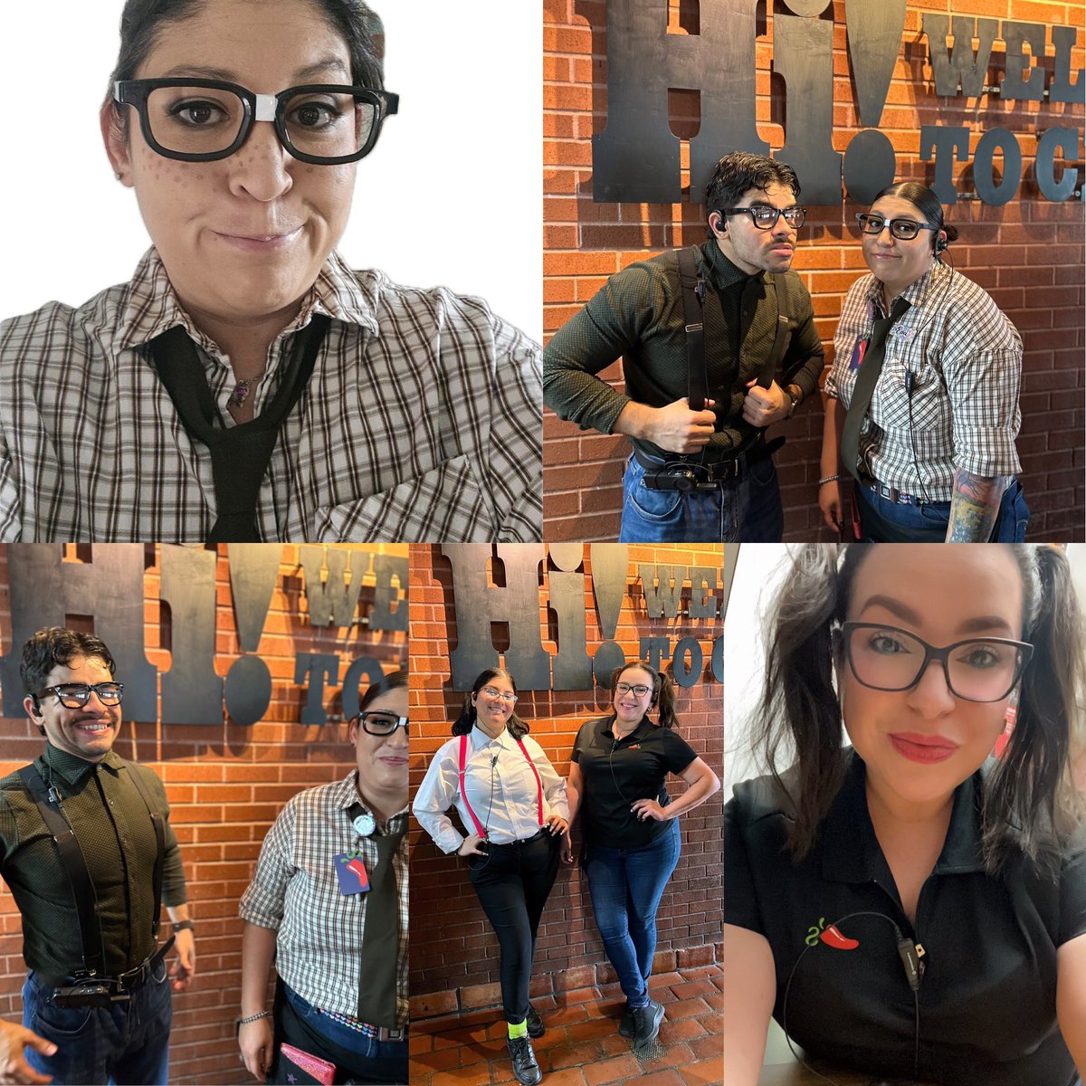 rubywoo83's tweet photo. Having some fun embracing our geeky selves! 🤓🌶️🫶🏼 #teammcallen #southside #culturematters #hiwelcometochilis @lissa22h @vero_gee147 https://t.co/xfDnI6Ynkn