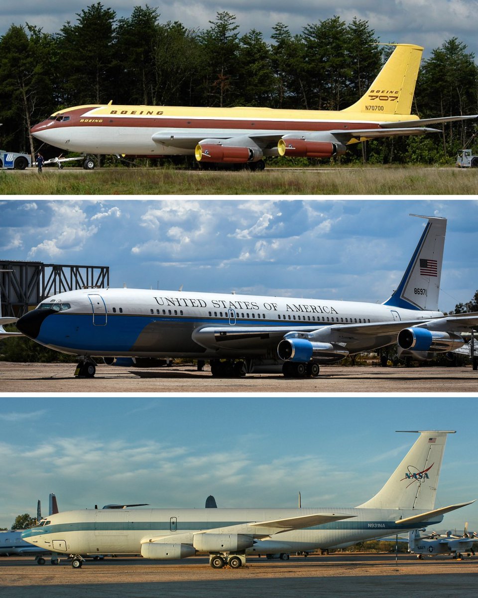 The Boeing 707 and KC-135 are based off the Model 367-80 that first flew on this day 70 years ago, July 15, 1954. The two examples here of this classic airframe have a lot of history as VC-137 "Freedom One" and NASA’s "Vomit Comet"