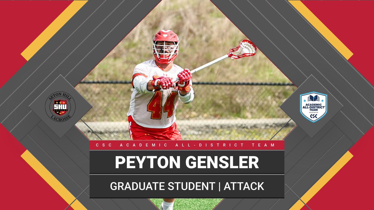 SetonHillLax's tweet photo. We had 🖐🏻 men named to the CSC All-district Team.

To qualify for the academic all-district honors, a S-A must be at least a sophomore academically, must maintain a cumulative 3.50 GPA or higher and must meet additional qualifications determined by each sport.

#Family | #BRG https://t.co/pjfGFLnnMF